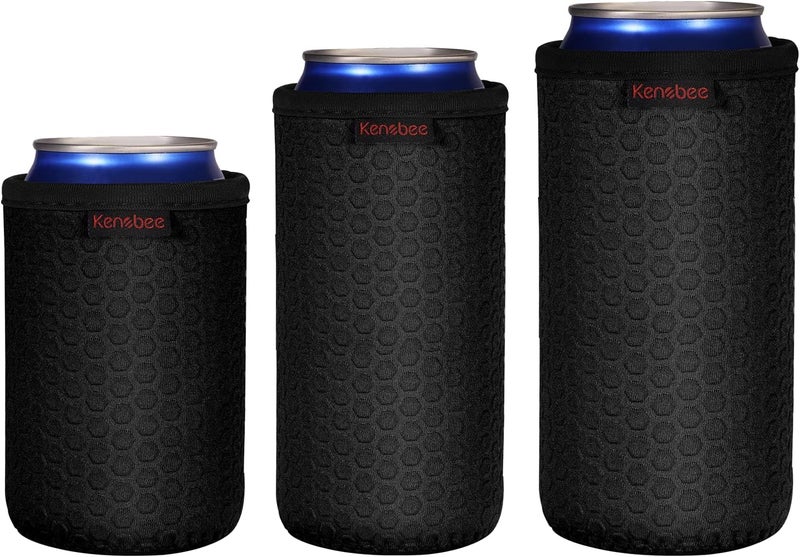 KENOBEE 3 Pack Can Cooler Sleeves for 12oz 16oz Can & 12oz Slim Can, Soft Insulated Reusable Non-Slip Neoprene Can Cooler Drink Caddies Holder Covers for Beer, Soda, Energy Drinks - Image 1